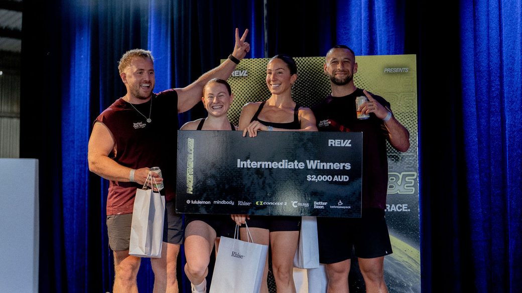 The Intermediate winners on stage with their cheque